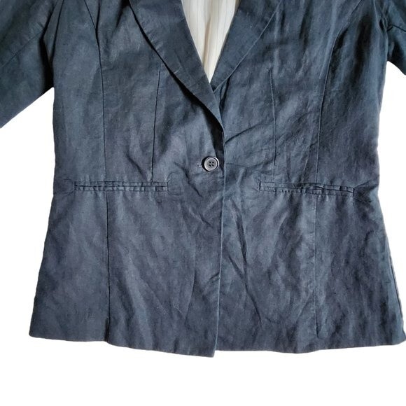 Love Tree Bluish Tint 1-Button Linen Blazer with Pinstripe Lining Size M - Picture 5 of 11